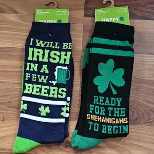 St. Patrick's Day Novelty Socks - Green and Black, Green NWT